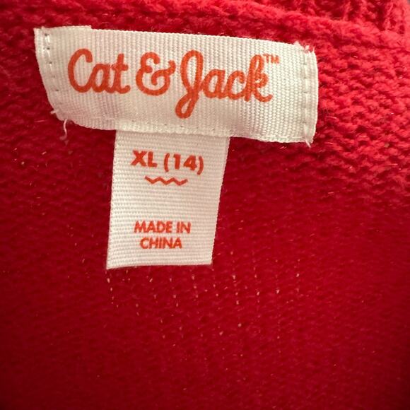 Cat & Jack Red Sparkly Button Front V-Neck Cardigan Size XL / 14 - Picture 4 of 5